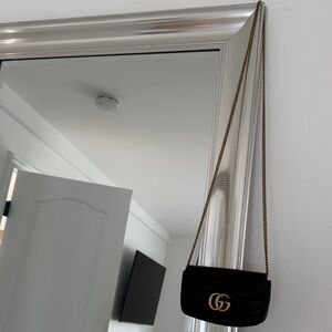 Gucci Marmont Black Crossbody Bag with Gold Chain